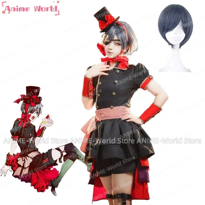 

《Custom Size》Anime Black Butler Cosplay Costume The Roses Ciel Phantomhive Cosplay Costumes Hallowee Party Halloween Costume Wig