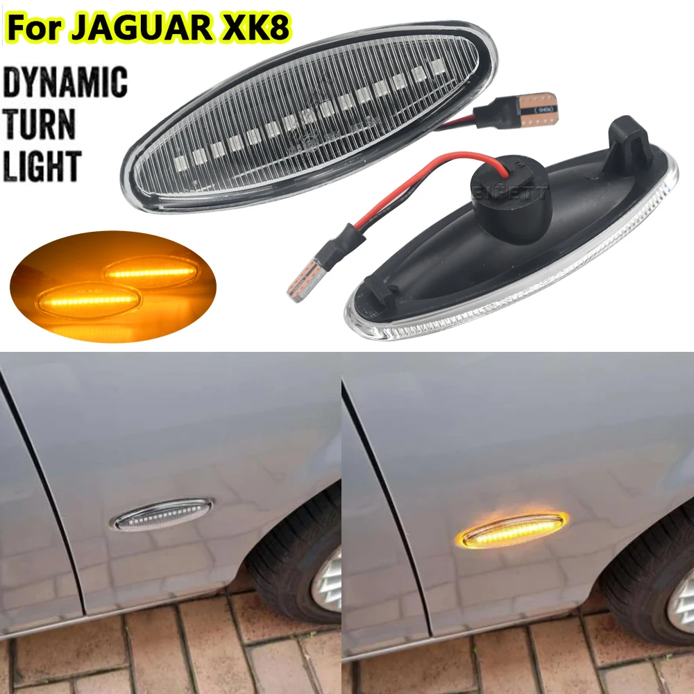 

2 шт. боковой габаритный фонарь для Jaguar S-Type 1999-2007 XK 8/XKR 1996-2005, динамический светодиодный указатель поворота, мигающий индикатор
