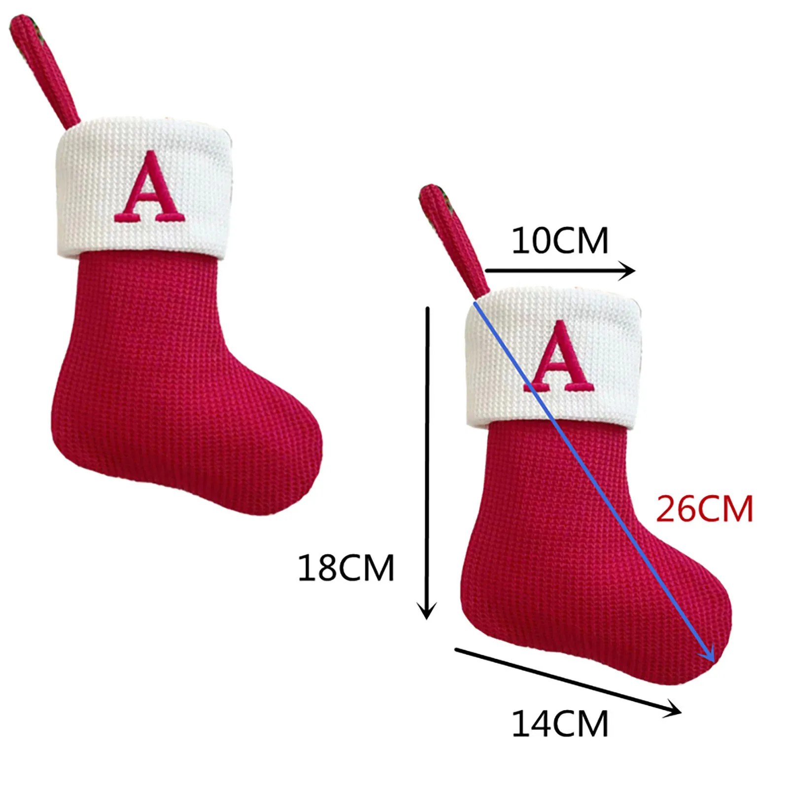 Knitted Letter Christmas Socks Xmas Tree Pendant Decorations Gift Bag Suitable for Fireplaces Stairs Rooms