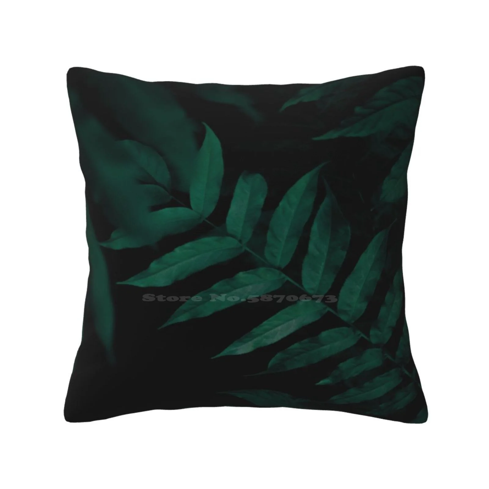 Dark Leaves Ii Pillow Cover Hug Pillowcase Nature Sheet Foliage Green Dark Plant Minimalism Minimalist Botany