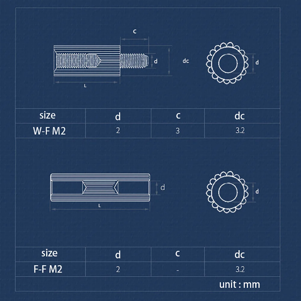 Brass Round Knurl Male Female Threaded Pillar  M-F/F-F Solid Brass Copper M2 Round Standoff Spacer PCB Motherboard  Bolt Screw