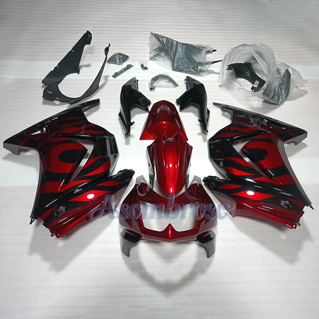 Fit for Ninja 250R ZX250 2008 2009 2010 2011 2012 2013 2014  EX250 08-14 Motorcycle Fairing Injection Bodywork Red black flame