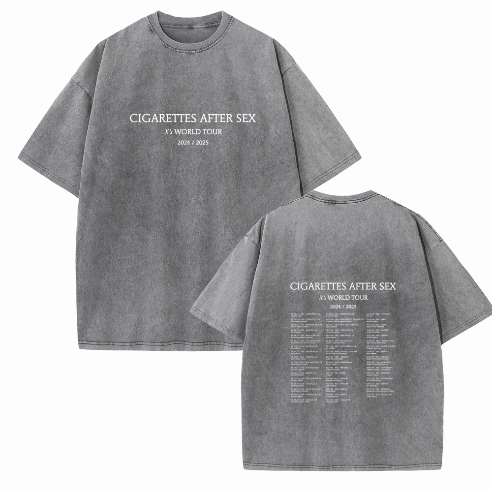 Cigarettes After Sex X's World Tour 2024 Vintage Harajuku Summer Music Fans Gift Short Sleeve Cotton O-Neck Shirts Casual Unisex