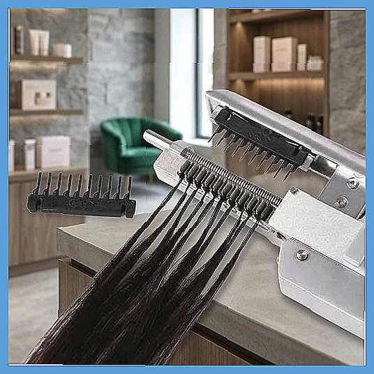 2026 Keratin Hair Extension Machine Kit with 10-Row Tips for Kinky Straight Human Hair No-Trace Connector Tool
