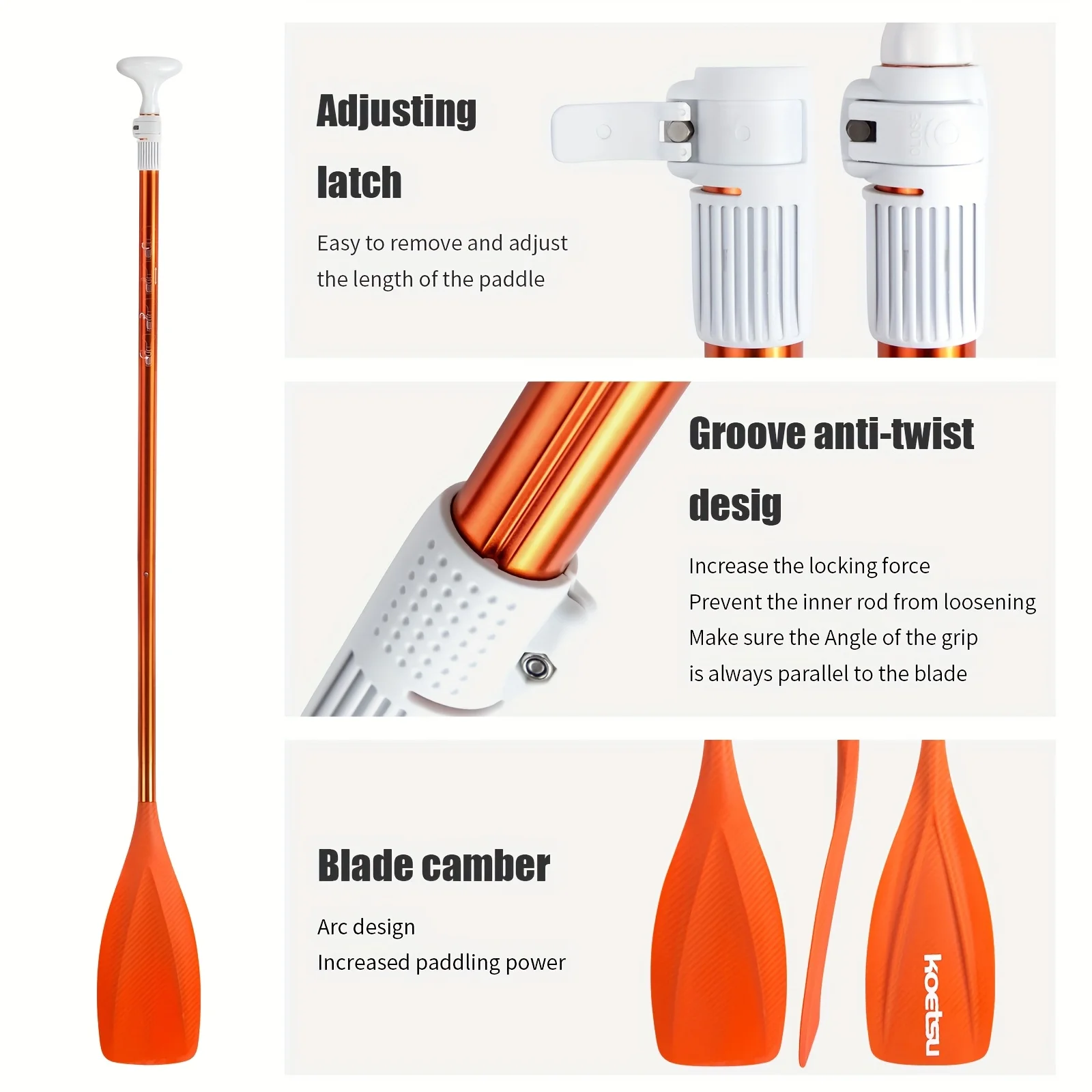 KOETSU Premium Aluminiumlegierungspropeller, Erhältlich in Blau oder Orange, mit Hochleistungslegierungsachsen, Geeignet für Paddleboards – Detail 4