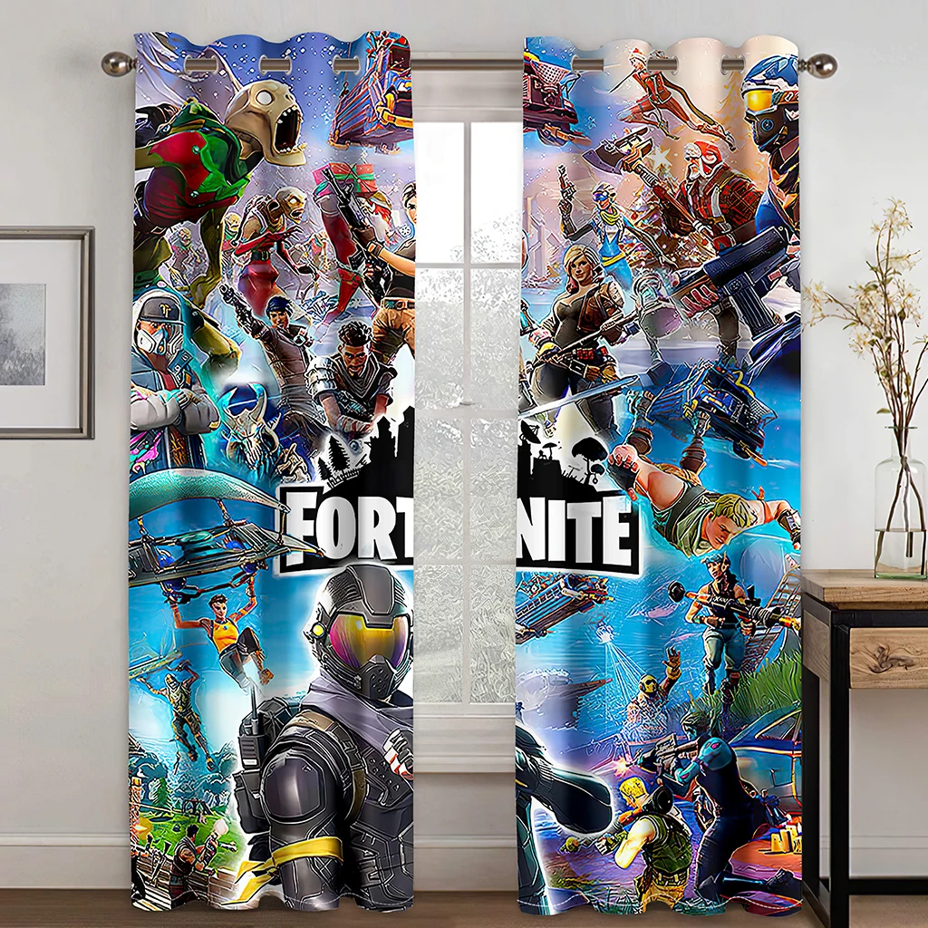 3D Cartoon Anime Series Shade Curtains Children's Favorite Animated Curtains 2 Panel Living Room Bedroom Children's Room Decor