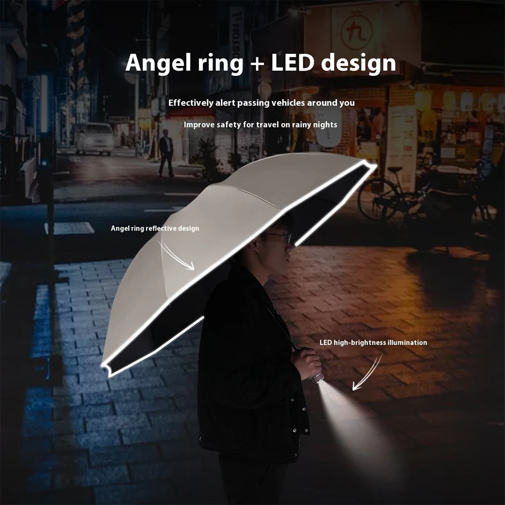 Fold Garden Parasols With LED Light Enjoy Sunlight And Shade In Garden Automatic Switching Umbrella