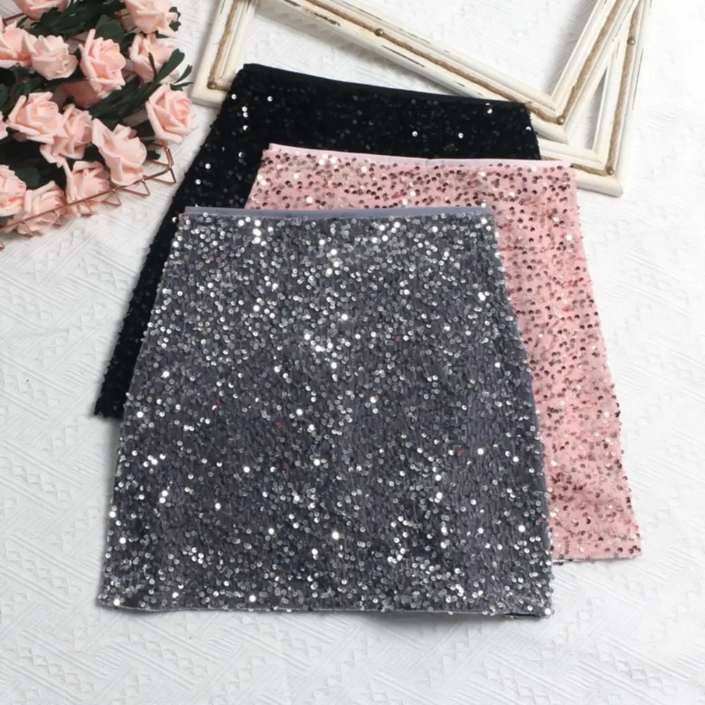 

Sweet Sequin Half Skirt Sequin Skirt Hip Wrap Skirt Underskirt Short Half Skirt Modern Style Outfits Women Petticoat Daily