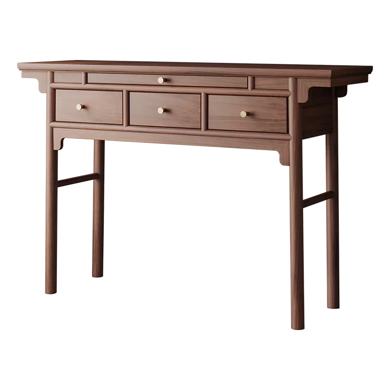 

Длинный узкий стол для прихожей из черного ореха в новом китайском стиле, алтарь для Будды, святилище для Бога Богатства и Гуаньинь.