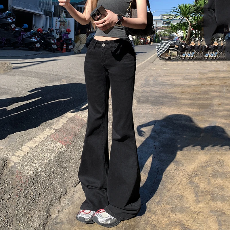 KSTUN Flared Jeans For Women Skinny Black Jeans Stretch Boot Cut Denim Pants Mid Waist Streetwear Casual Women's Trousers Long