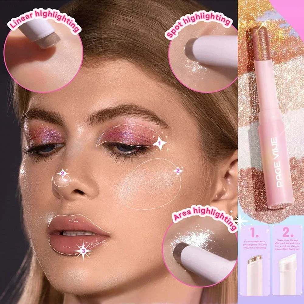 Highlighter Eyeshadow Stick Shiny Multi-colored Pearlescent Shimmer Lip Balm Sparking Shine Crystal Jelly Face Makeups