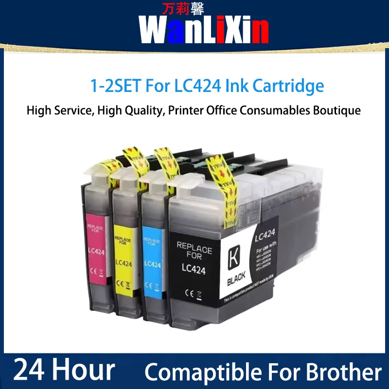 

1/2 set LC424 Ink Cartridge Compatible For Brother DCP-J1200W J1200W Printer