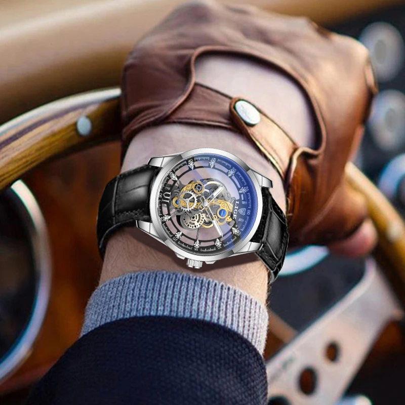 Lige Topmerk Luxe Herenhorloges Lederen Band Mode Zakelijk Quartz Horloge Voor Heren Waterdicht Casual Sport Man Chronograaf