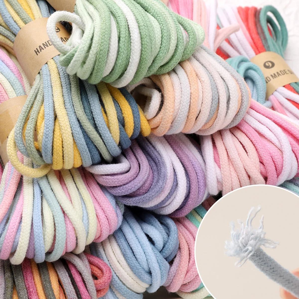 4mm 10/20M Colorful Gradient Cotton Rope Bright Color Durable Cord For Gift Wrapping Jewelry Making DIY Crafts Decoration Acces