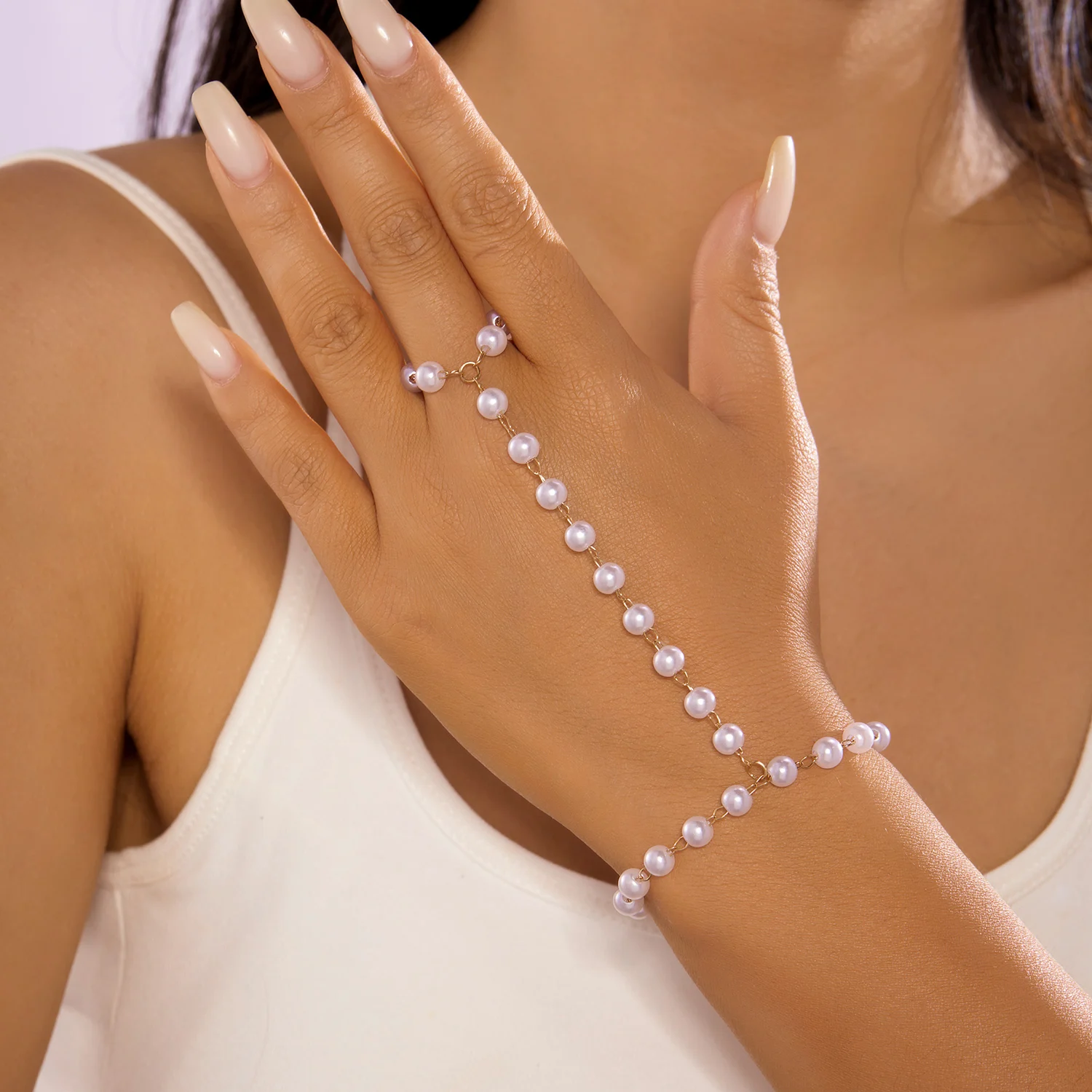 Licht Luxus Bunte Liebe Herz Quaste Kette Ring Mit Armband Link Handgelenk Kette Finger Ringe Für Frauen Hochzeit Schmuck – Detail 8