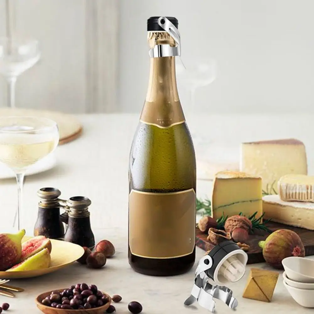 

2Pcs Fresh-keeping Wine Bottle Stopper Reusable Leak Proof Champagne Bottle Cork Stainless Steel Wine Bottle Cap Club