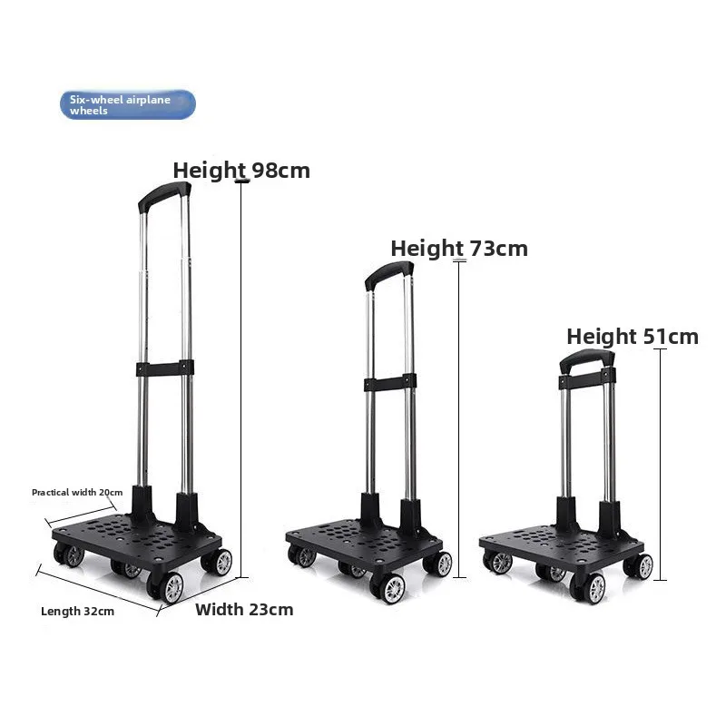 Portable Aluminum Alloy Six-Wheel Universal Cart Luggage Bag Parts Backpack Frame Aircraft Wheel Pull Rod Carrier Hand Truck