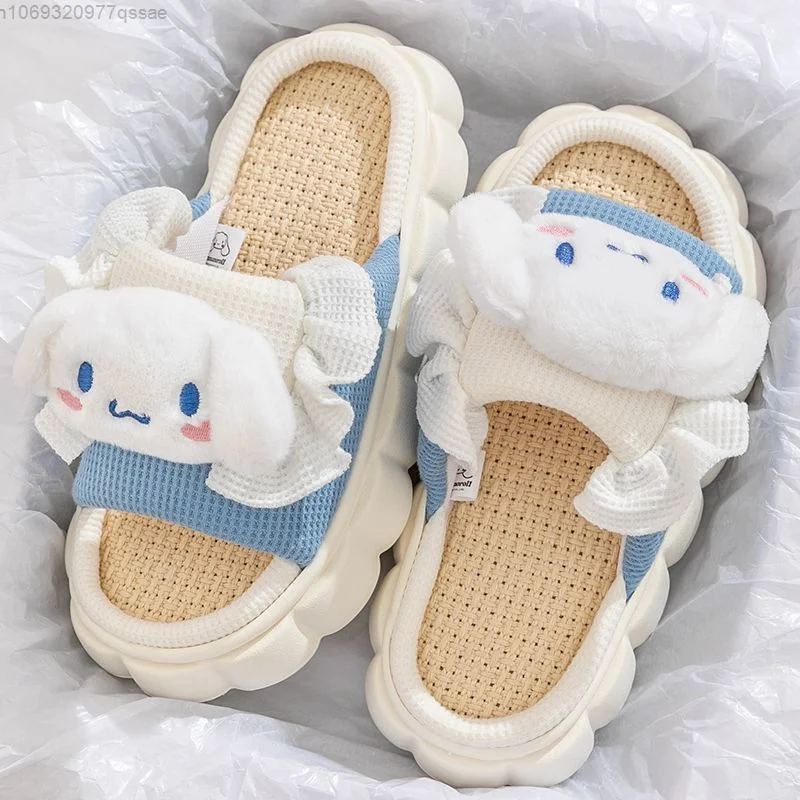 Sanrio Hello Kitty Cinnamoroll sandały Kuromi zwykłe kapcie dla kobiet Y2k letnie słodkie płaskie podeszwy oddychające kapcie domowe