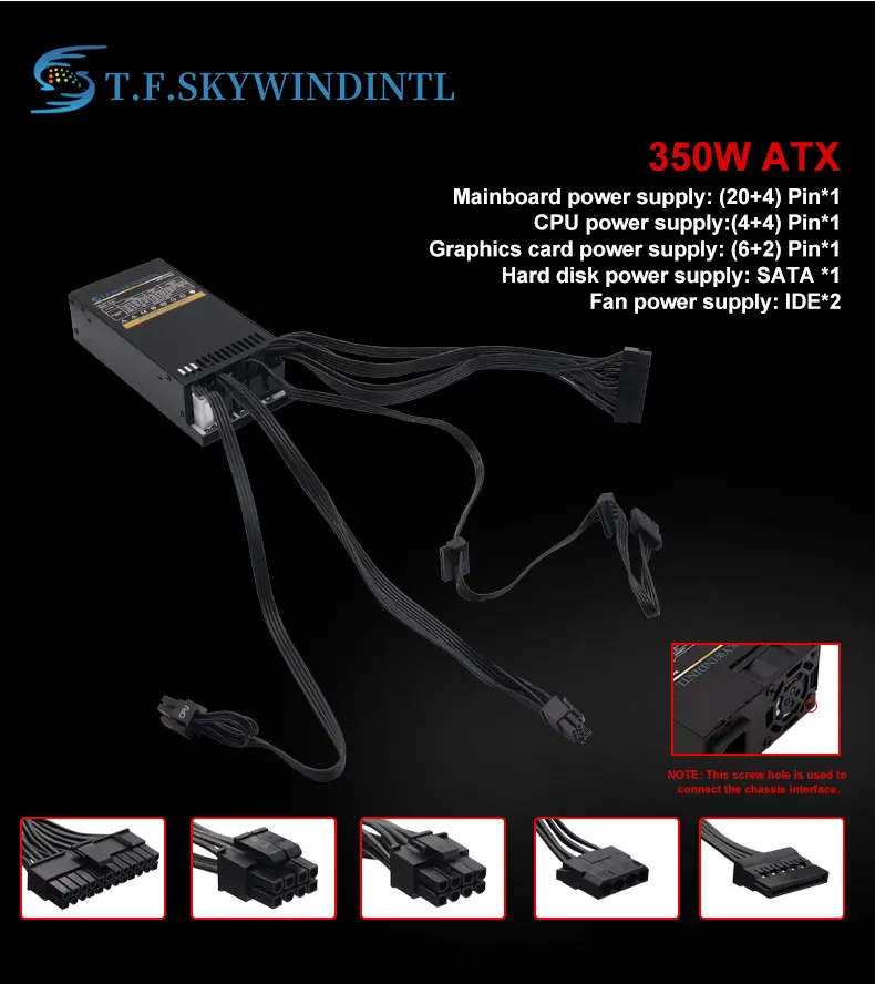 T.F.SKYWINDINTL Flex PC PSU 400W Small 1U Power Supply Rated 350W