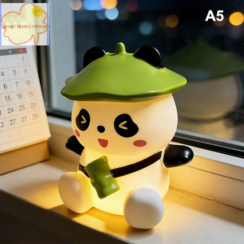 【HT】【YH】Silicone Cartoon Panda Sheep Rabbit Night Light USB Rechargeable Touch-Control Dimming Kids Birthday Gift Home Decor