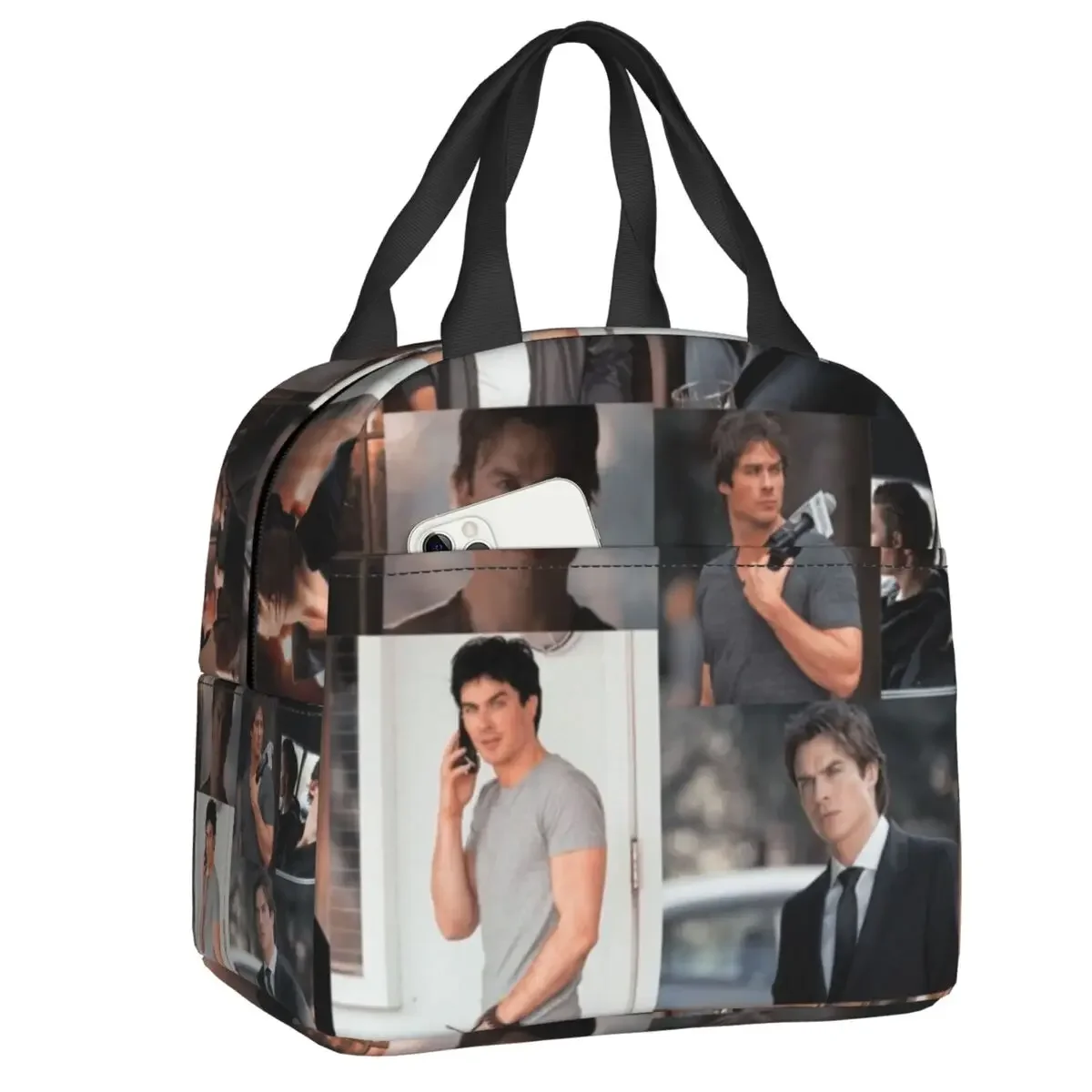 Custom Damon Salvatore The Vampire Diaries TV Show Thermal Insulated Lunch Bag Stefan  Portable  Tote for Box