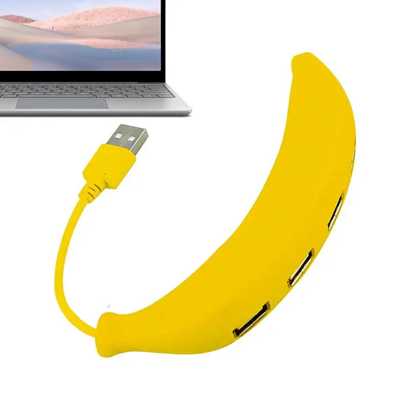 Multiple Us Bport For Laptop USB 2.0 Hub Splitter 4-Port Adapter Faster Data Transfer Banana Shape USB Splitter Type C Adapter