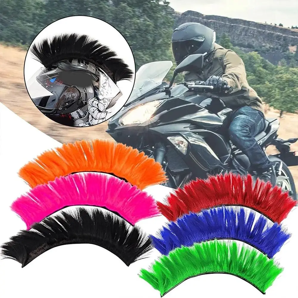 Fashion Universal Mohawk Wig Hair Reusable Cool Hair Sticker Creative Synthetic Hawks Motor Helmet Decor