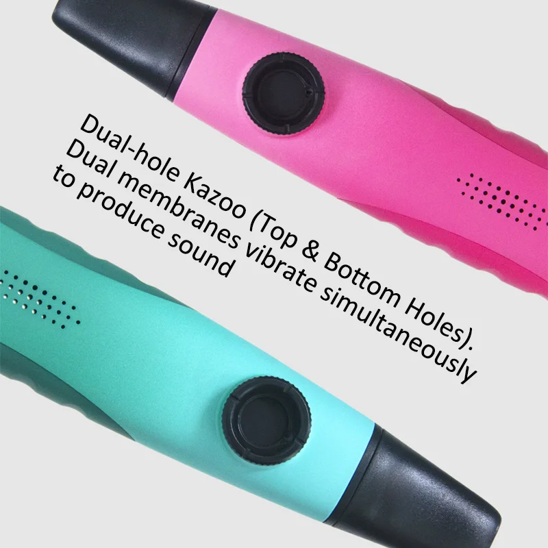 Professional Kazoo Double Holes Wind Instrument with 10 Flute Membranes and Lanyard Portable Musical Instrument
