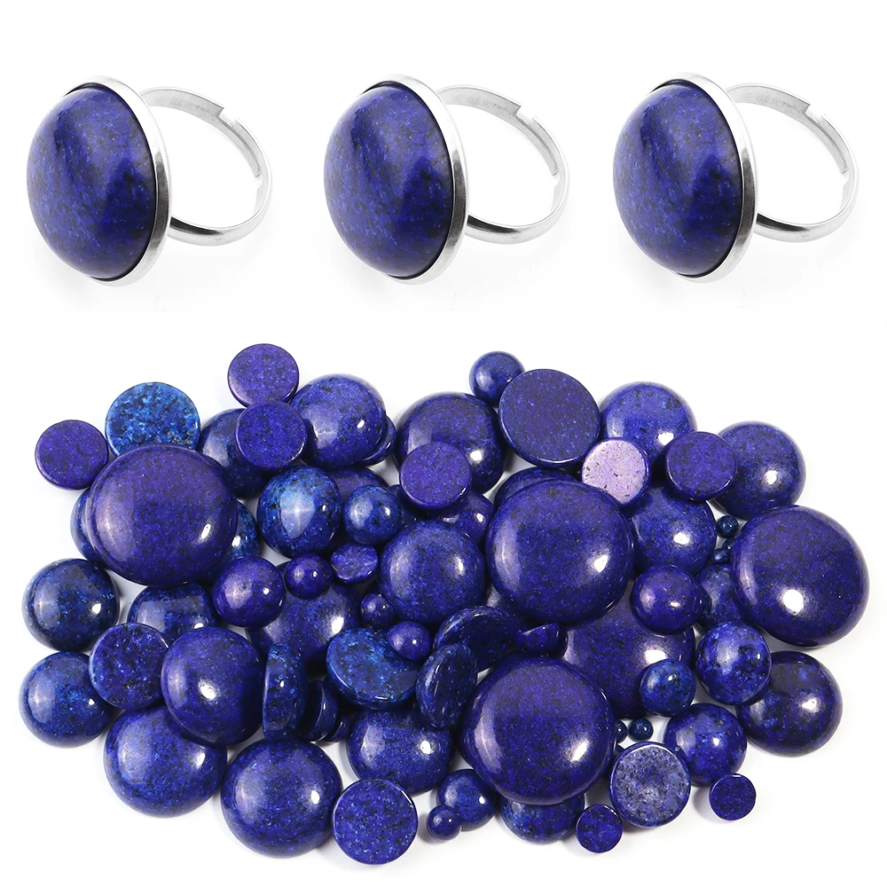 Wholesale 10pcs/lot Dia 4/6/8/10/12/14/16 mm Round Flat back Lapis Lazuli Stone Cabochons Beads for DIY Jewelry Making