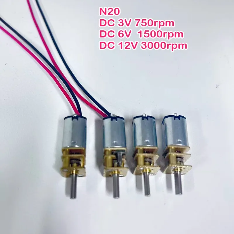 2pcs 750 1500 3000 RPM GA12 N20 DC 12V (Support 6V 3V) Mini Micro Metal Gear Motor High Torque