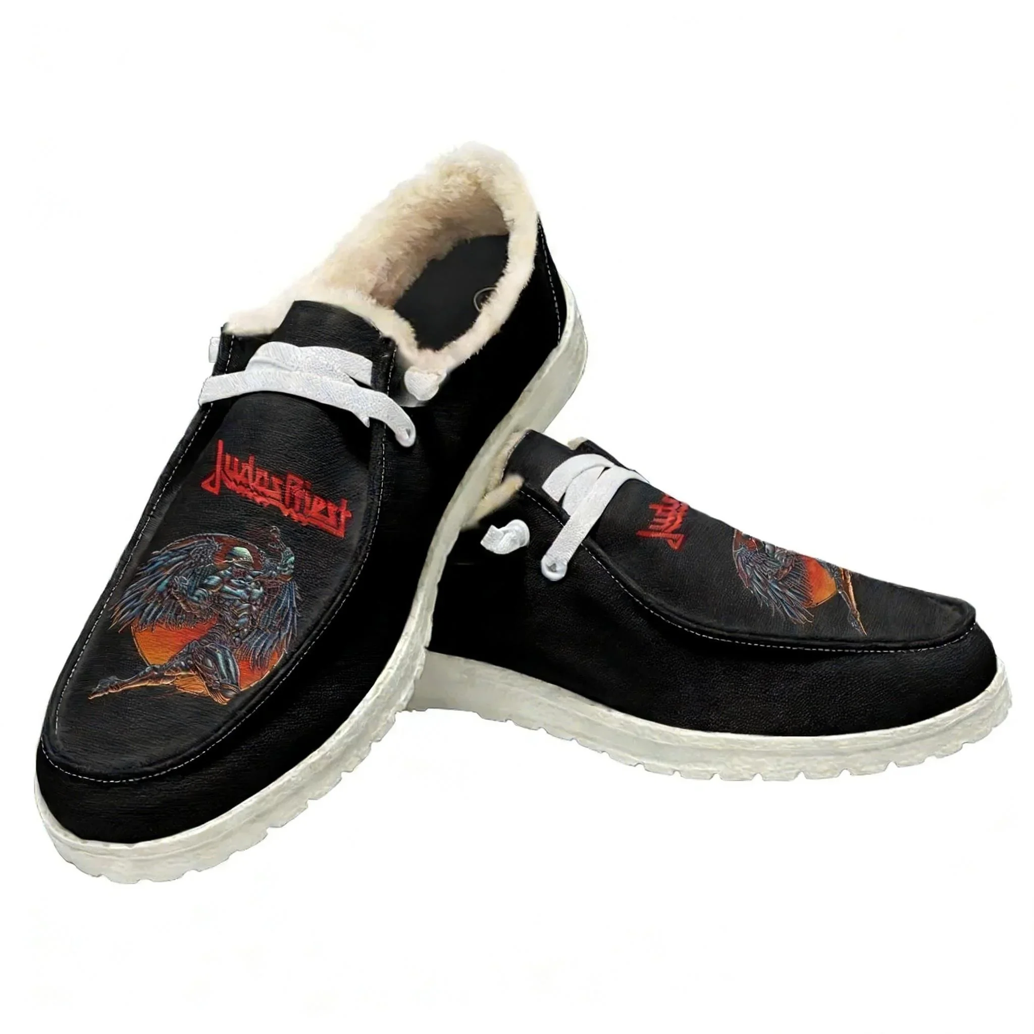 

Judas Priest Plush Flat Shoes Mens Womens Teenager Warm Shoe Indoor Outdoor High Quality Lightweight Shoe Custom Made Footwear