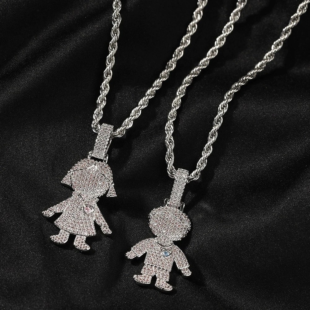 

Children Kid Boys Girls Shape Bling Bing Iced Out Pendant Necklace Rock Rapper Fashion Hip Hop Jewelry BP329