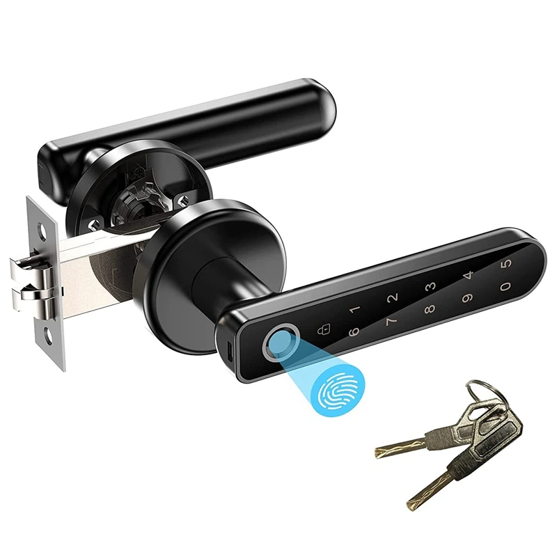 Fingerprint Door Lock,Keyless Entry Door Lock With Handle, Passcodes,Fingerprint,And Keys Unlock,Easy To Install