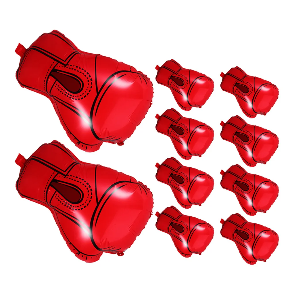 10 قطع من بالونات قفاز الملاكمة المصنوعة من رقائق الألومنيوم لتزيين حفلات أعياد الميلاد ومستلزمات المصارعة بالونات أعياد الميلاد