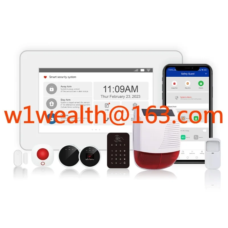 إصدارات جديدة لعام 2024، تطبيق حماية الأمان 4.3 بوصة، نظام إنذار أمان لاسلكي WiFi GSM مع 4 مناطق سلكية تدعم CMS #2