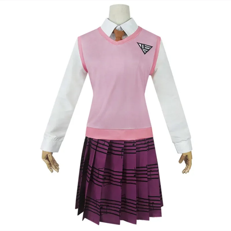 Danganronpa V3 Kaede Akamatsu Cosplay Trajes para Mulheres, Vestidos de Anime, Camisa, Colete, Saia, Meias, JK, Uniforme Escolar