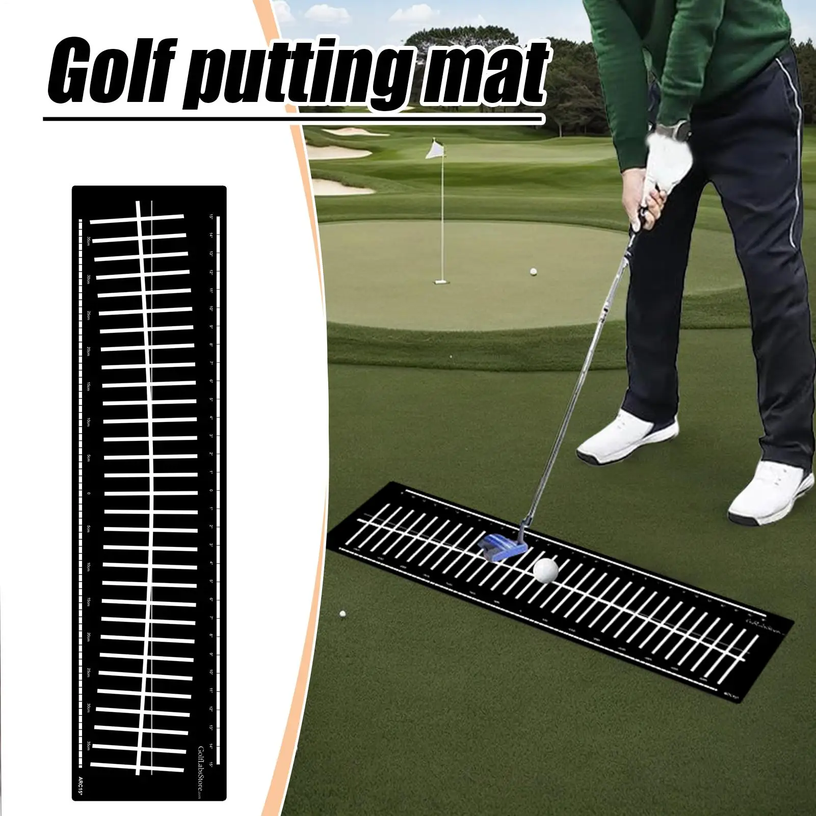 

Golf Putting Mat Golf Hitting Mat Training Aid With Alignment Putting Arc Simulator For Practice Men Dad Recreation On Patio