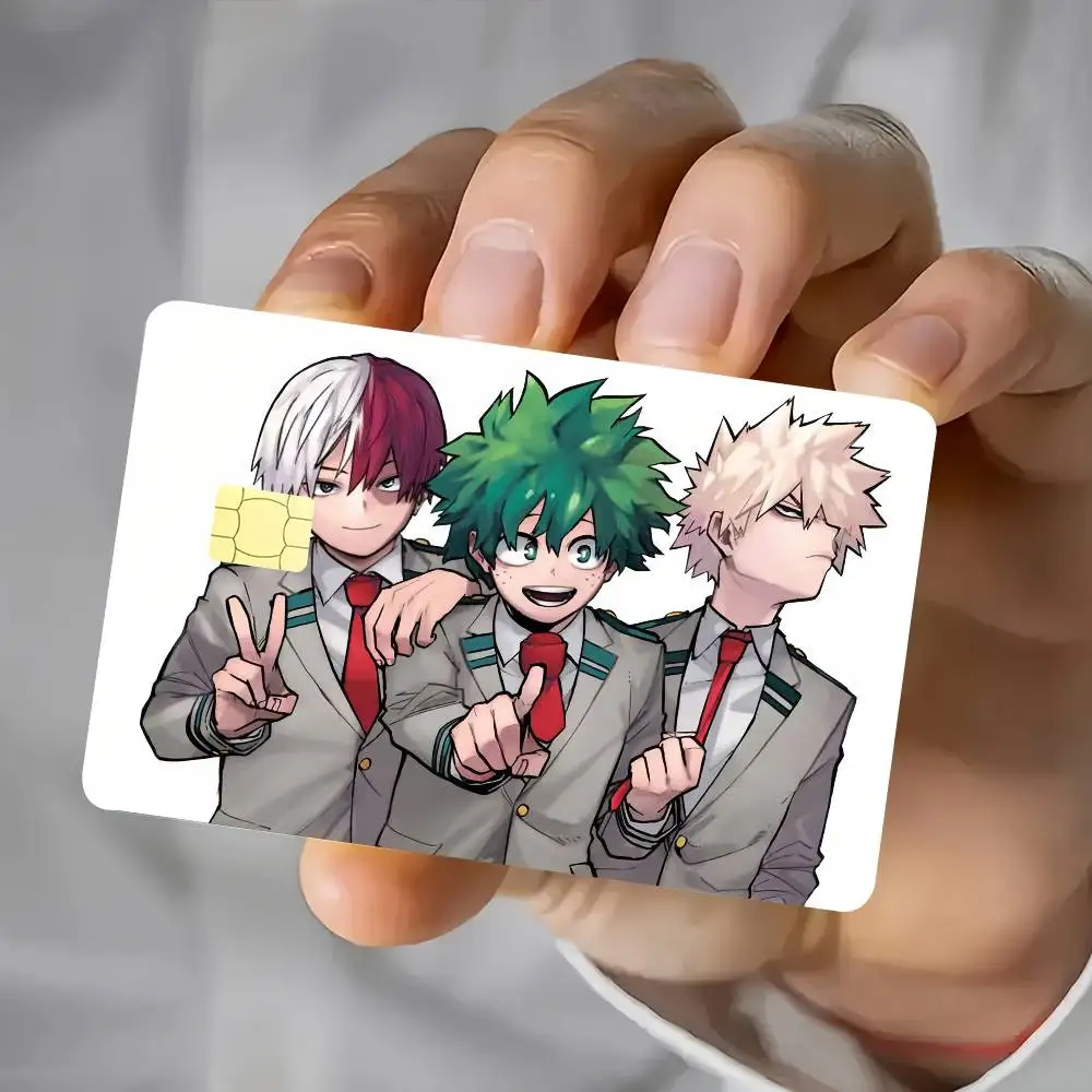 Deku Bakugou Shouto Hero A-Academia Waterproof Film skin Cover 4PCS Credit Card stickers Debit Front Decoration Commuter Pass