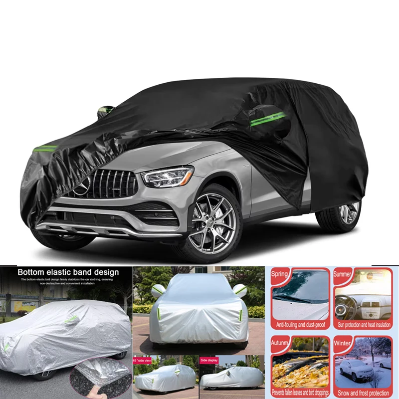 

Waterproof Car Covers For 2016-2025 Mercedes Benz GLC 300 350e with Zipper Door & Windproof Bands For Snow Rain Dust Protection