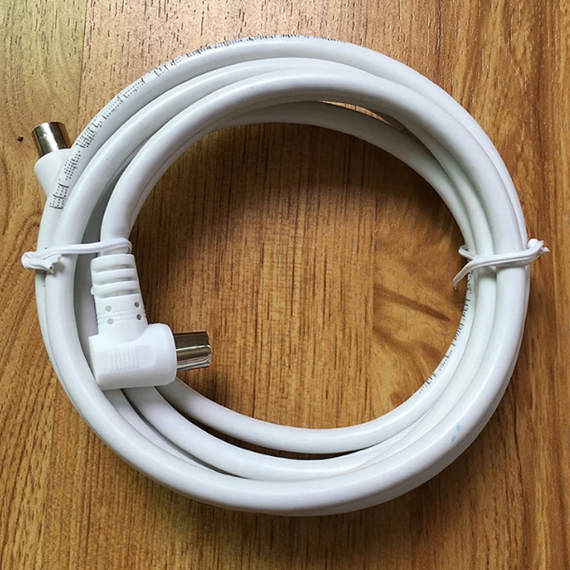 2M Metre Right Angle Angled RF TV Aerial Lead Cable Male To Coax Coaxial White