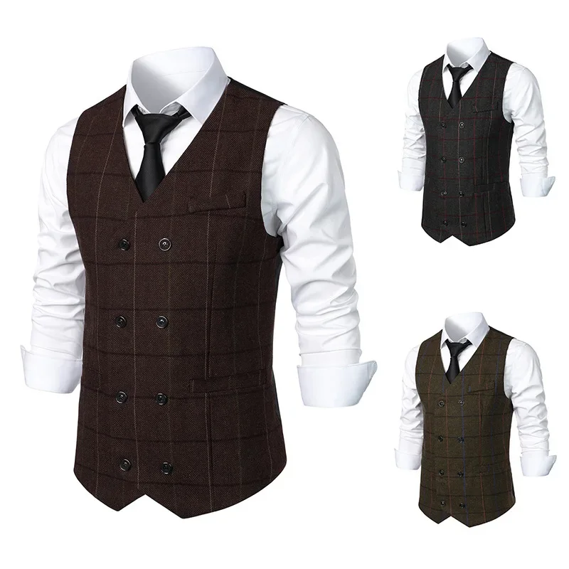 

2023 Autumn/Winter New Men's European Size Fashion Plaid Casual Vest