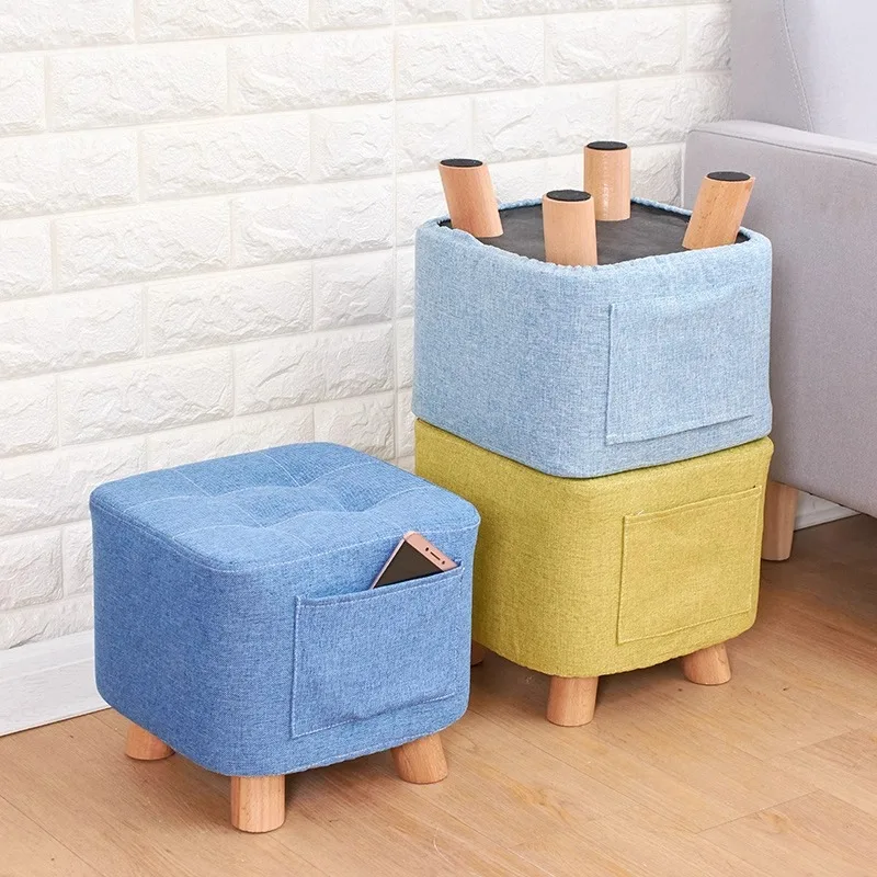 

Small Stool, Home Creative Fabric Small Bench, Fashionable Living Room Sofa Stool, Low Stool, Adult Bench, Solid Wood Coffee Table Stool