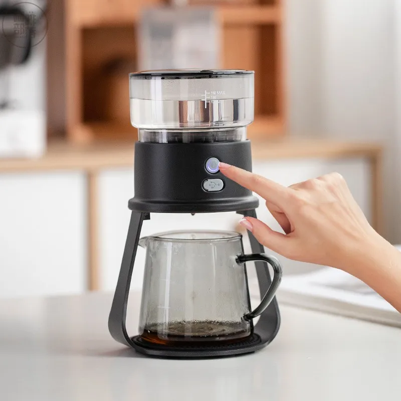 Tea Pot 2024 New Automatic Rotating Tea Set Glass Tea Pot Office Convenient Coffee Drip Filter Pot