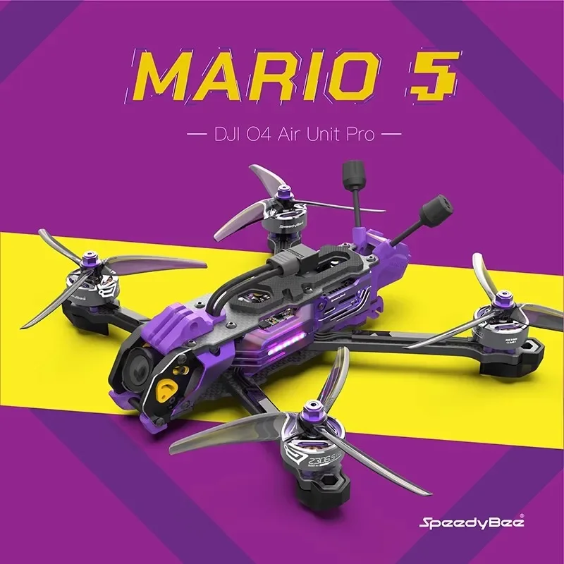 SpeedyBee Mario 5 FPV 5-Inch Drone with 6S-Lipo pro Air Unit DC/XH O4 2306.5 pro 1880KV Motor F405 V4 55A Stack Bee Storm