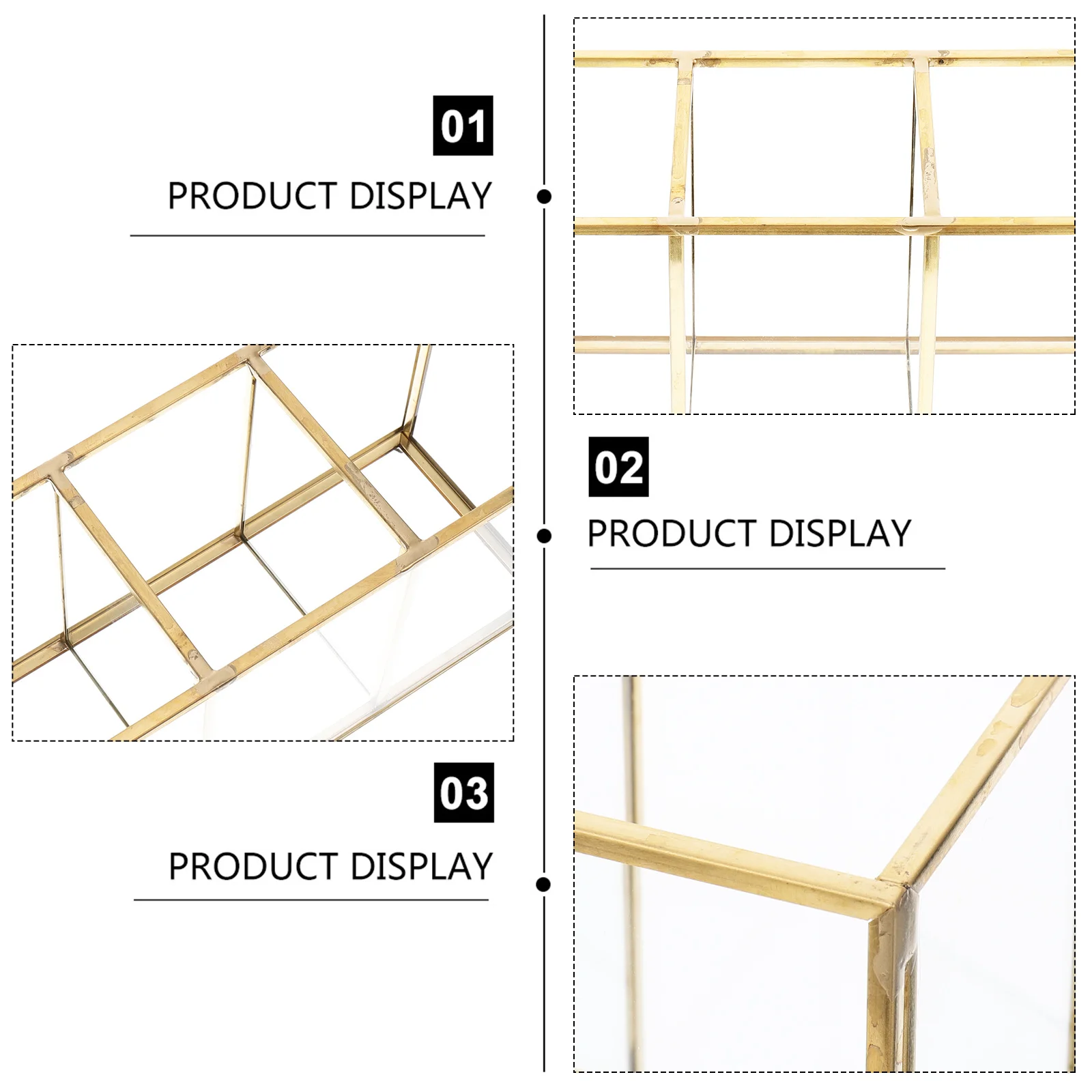 

Glass Box Lid Exquisite Jewelry Container Golden Storage Organizer Elegant Desk Cabinet Decorative