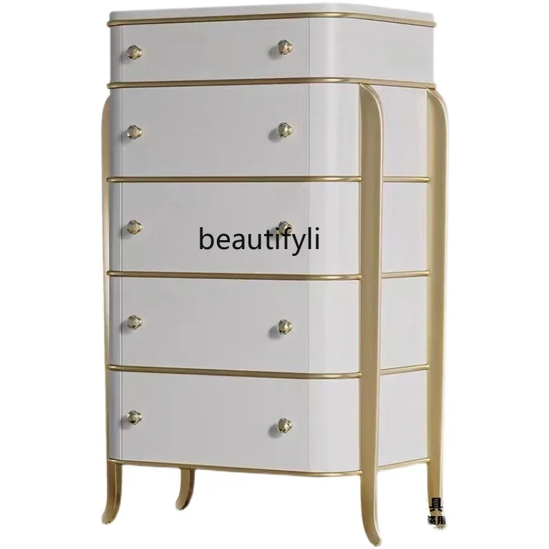 

X0 American light luxury bedroom storage cabinet modern simple living room solid wood, white drawer cabinet customization