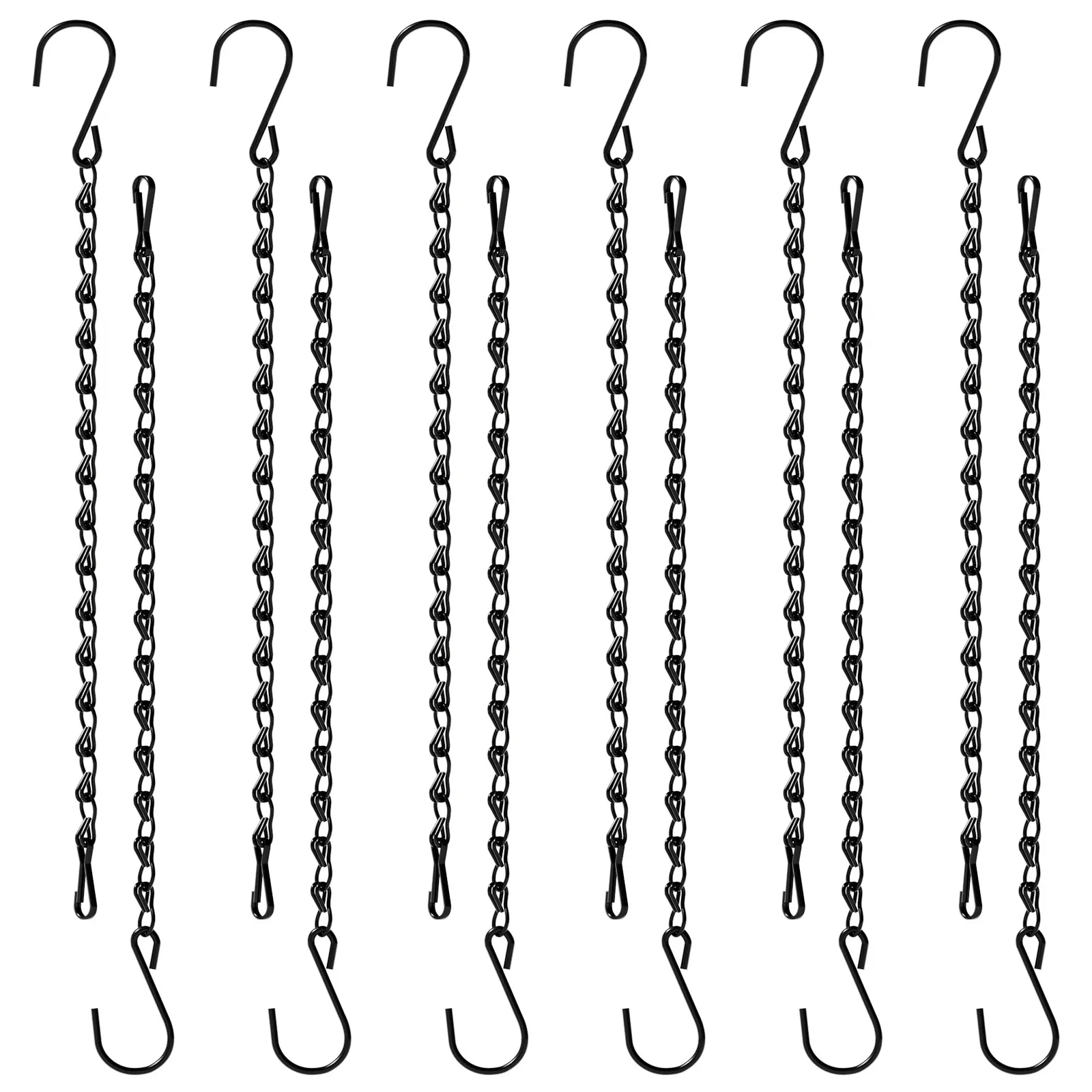 Plant Hangers 12 Pack, 35 Cm Black Hanging Chains With Ceiling Hooks, Hanging Plant Holder For Bird Feeders Planters Wind Chimes, Indoor Outdoor Use