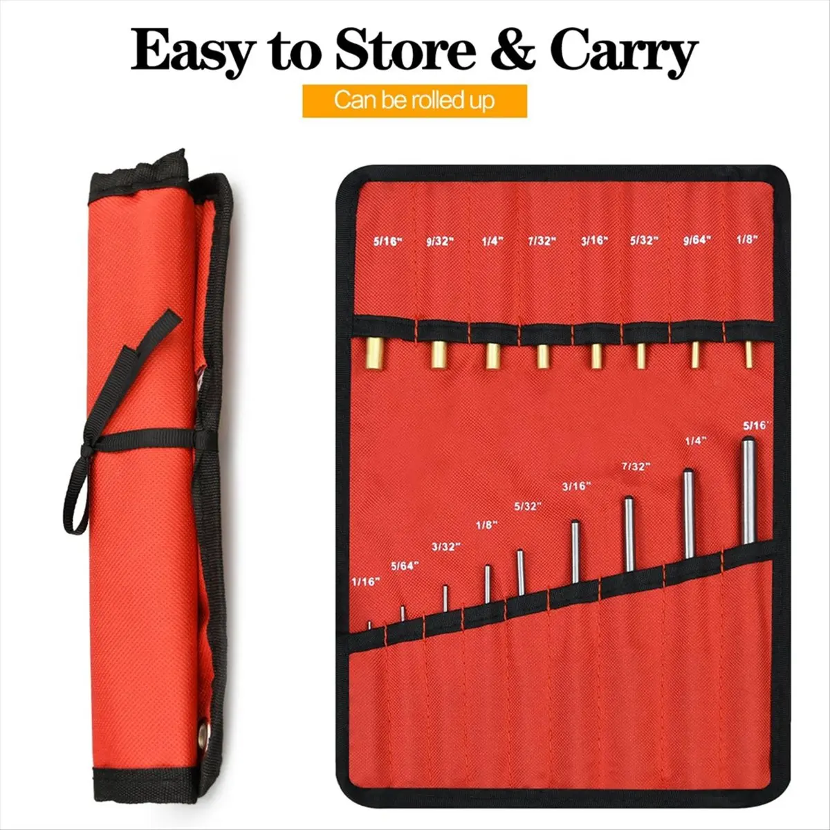 ABZT Roll Pin Punch Set, Punch Removing Repair Tools, Including Brass Pin Punches, Steel Pin Punches with Storage Pouch