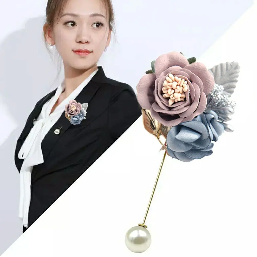 Party Romantic Artificial Flower Groom Imitation Pearls Groomsman Boutonniere Corsage Brooch Pin Bouquet