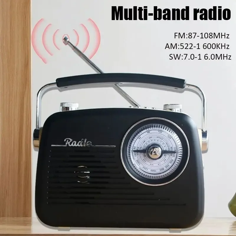 راديو FM وsw محمول عتيق ، مكبرات صوت متعددة الوظائف ، صوت ستيريو ثنائي القناة ، مشغل USB TF ، مشغل MP3 ، سماعة رأس بلوتوث تدعم TWS